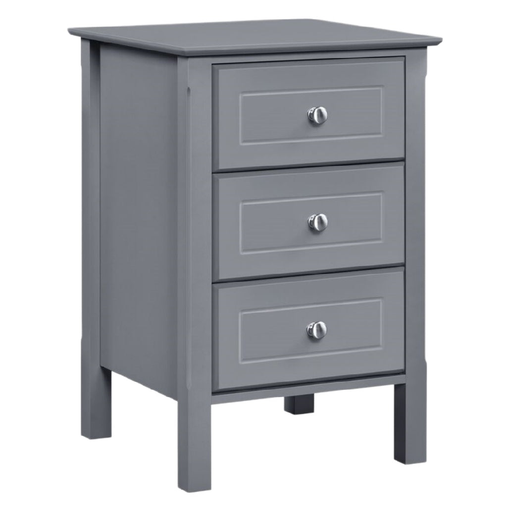 Kompakte graue Nachttisch mit drei Schubladen