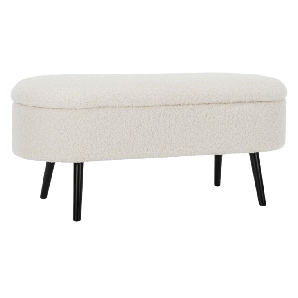 Moderne Fußbank mit plüschiger Oberfläche und eleganten Metallbeinen