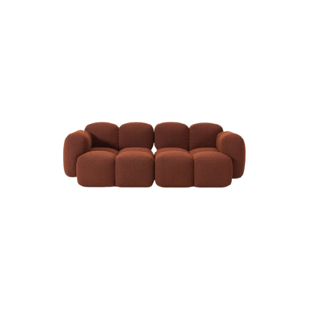 Modulares Sofa im Makramee-Stil aus rotem Stoff